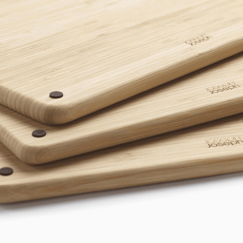 Folio Steel 3 Piece Chopping Board Set, Bamboo