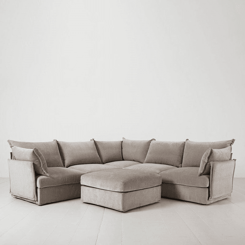 Model 06 Linen Corner Sofa With Chaise, Pumice