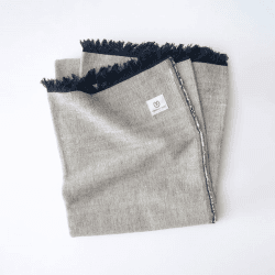 Image showing the Organic Cotton Chambray Yoga Blanket, 230 x 150cm, Navy product.