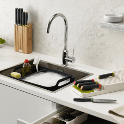 Image showing the Elevate 5 piece knife set with bamboo block, H6 x W35.5 x D15cm, Opal product.