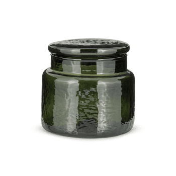 Image showing the Ilcoso Recycled Hammered Glass Storage Pot, 10 x 10 x 10cm, Green product.