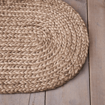 Image showing the Braided oval doormat, 77 x 46cm, natural jute product.
