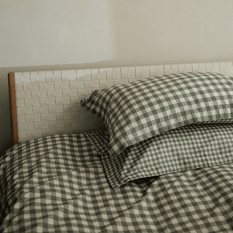 Barton Gingham King Size Duvet Cover Set, Forest