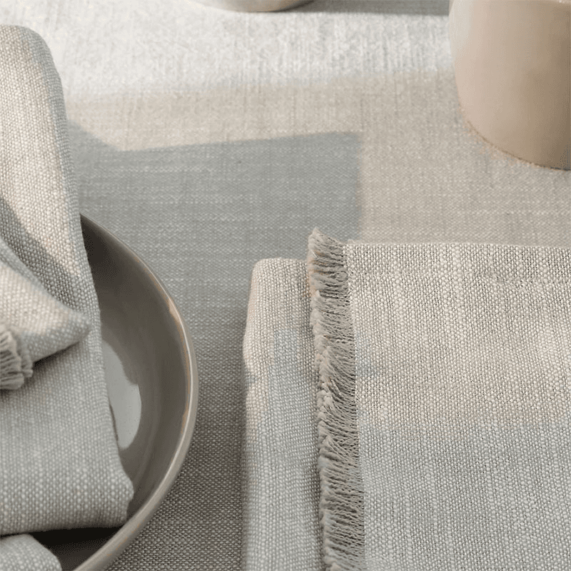 Fringed Set of 4 Napkins, 45 x 45cm, Soft Grey