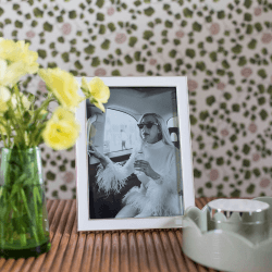 Image showing the Enamel Range Photograph frame, 8 x 10" with 15mm border, White With Silver Plate product.