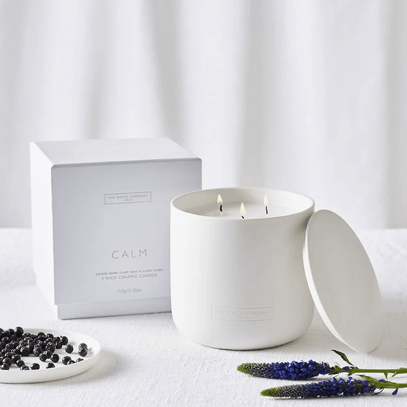 Calm 3 Wick Ceramic Candle, 710g, White
