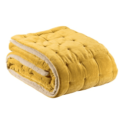 Image showing the Elise Velvet Bed cover, 240 x 260cm, Yellow product.