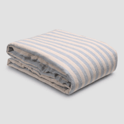 Image showing the Pembroke Stripe Linen Duvet Cover, King, Coastal Blue product.