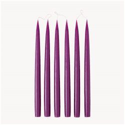 Image showing the Set of 6 Tapered Dinner Candles, H35cm, Dark Heather product.