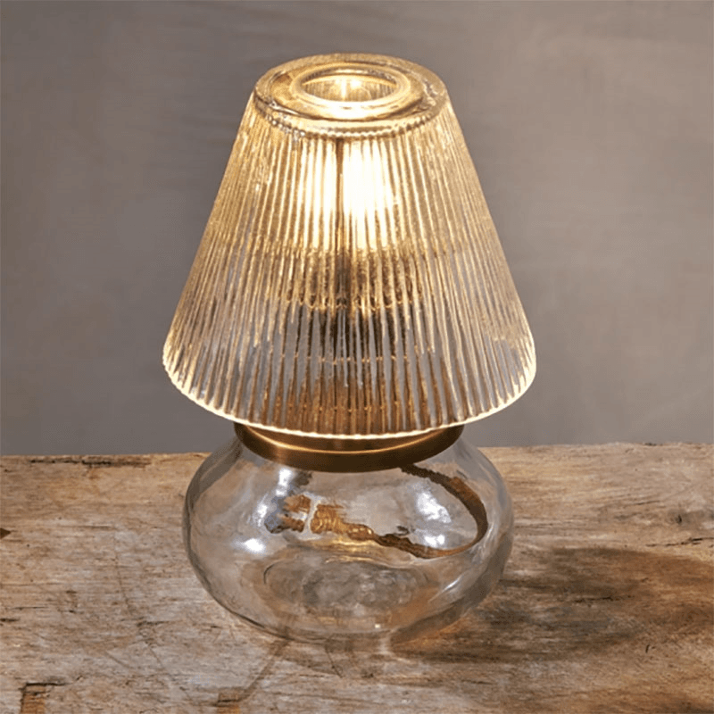 Dimalai Recycled Glass Table Lamp, H27cm, Clear