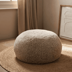 Image showing the Sheepskin Cosy Pouffe, H35 x D60cm, Oatmeal product.
