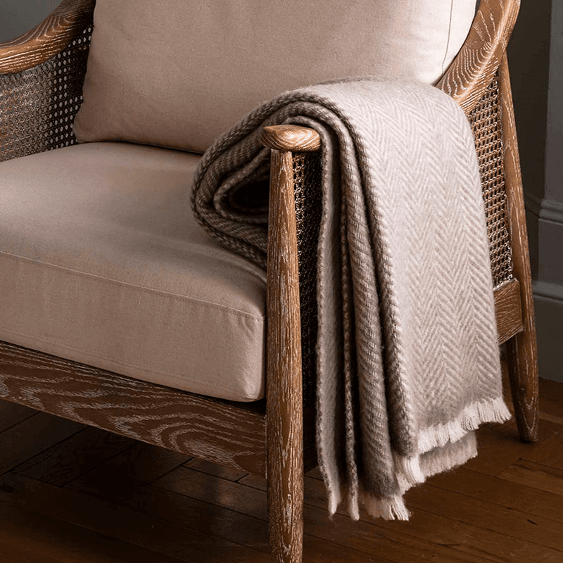 Leigh Herringbone Throw, 130 x 170cm, Natural
