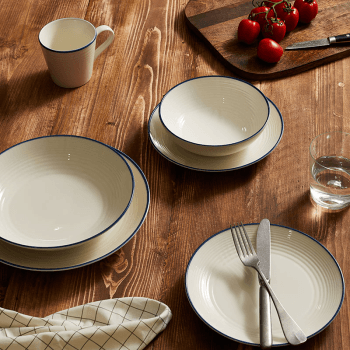 Image showing the Gordon Ramsay Maze Denim Line 16 Piece Dinnerware Set, White product.