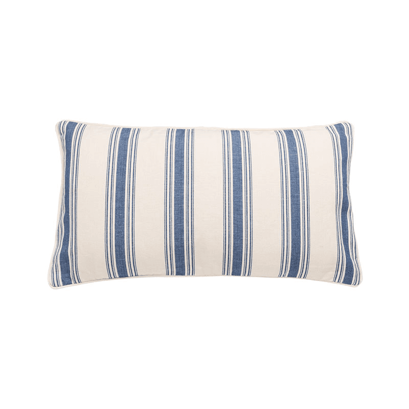 Sea Stripe Small Lumbar Cushion, 65 x 35 cm, Blue / White