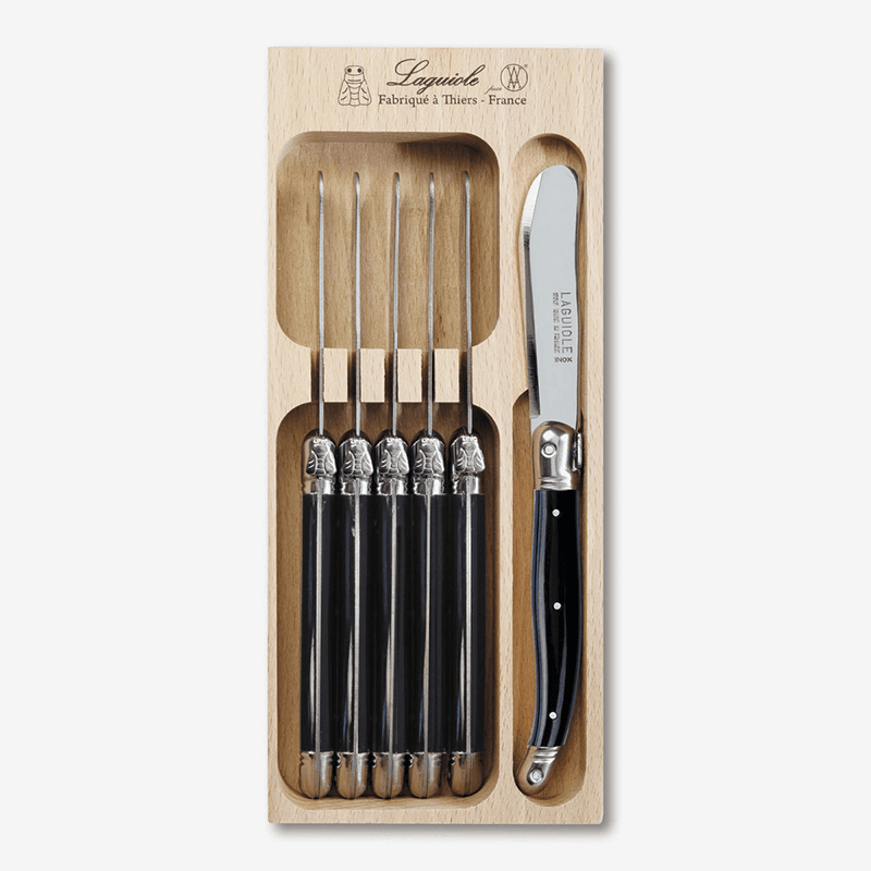 Set of 6 Butter Knives in Tray, Black