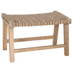 Image showing the Nish Mango Wood & Jute Strap Stool, Natural product.