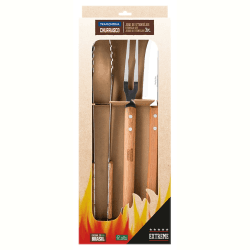 Image showing the BBQ Tools, Set of 3, Brown/Silver product.