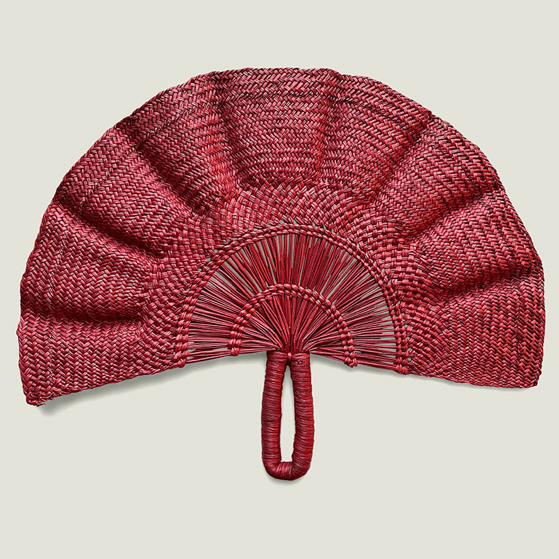 Classic Handwoven Fan, 24cm, Red