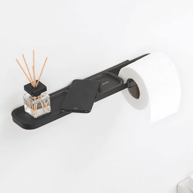 MindSet Toilet Roll Holder with Shelf, Mineral Infinite Grey