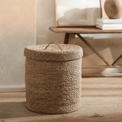 Image showing the Seagrass Storage Basket, H40 x D36cm, Natural product.