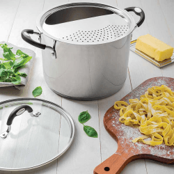 Image showing the Solar Silicone stainless steel pasta cooker and glass lid, stainless steel, 24cm product.