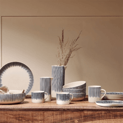 Image showing the Karuma 12 Piece Dinner Set, Blue & White product.