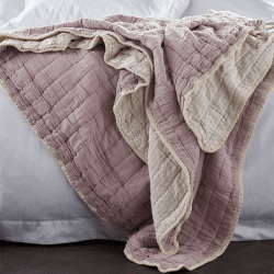Image showing the Vivienne Cotton Quilted Throw, 200 x 200cm, Vintage Rose product.