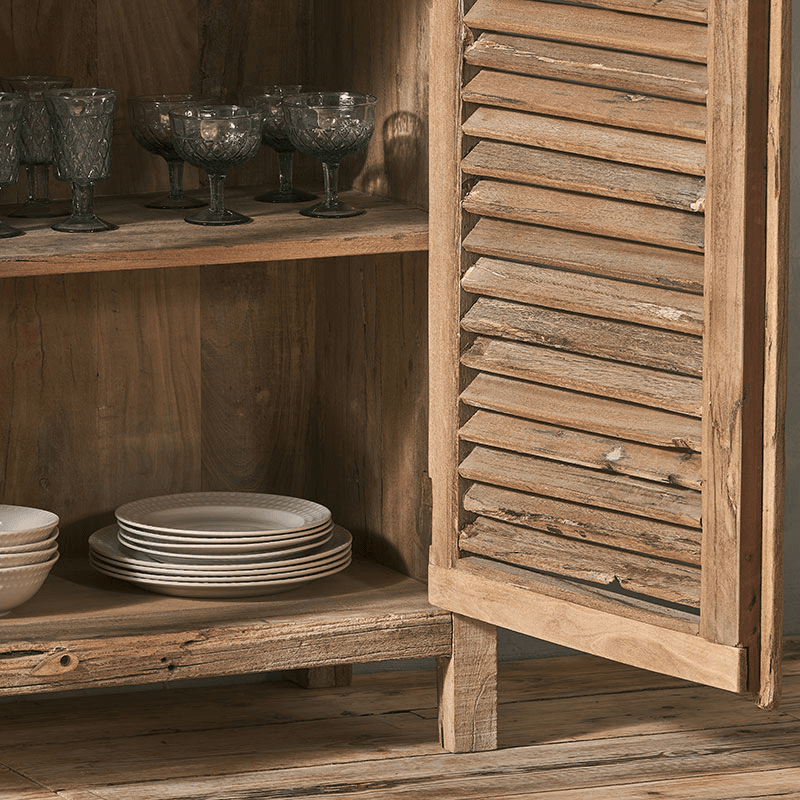 Ibo Reclaimed Wooden Slatted Sideboard, Natural