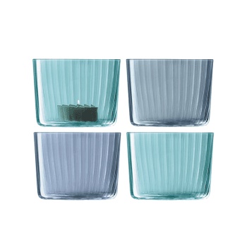 Image showing the Gems Set of 4 Tealight Holders, H6cm, Sapphire product.