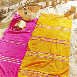 Image showing the Rainbow Beach Towels Set, Pink, Pink product.