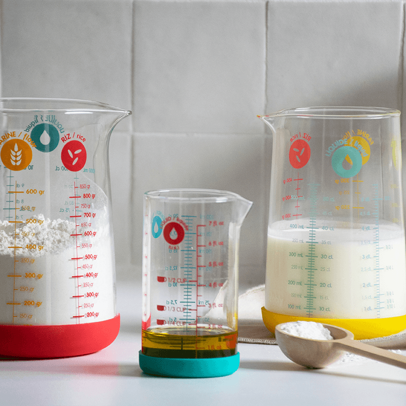 Glass Measuring Jug With Silicone Base, 200ml, Blue