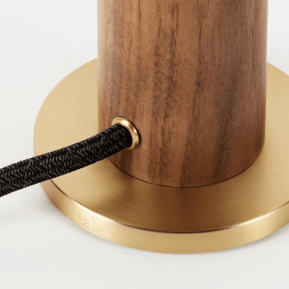 Knuckle Pendant Table lamp with voronoi bulb, H30 x D13cm, Walnut & Brass
