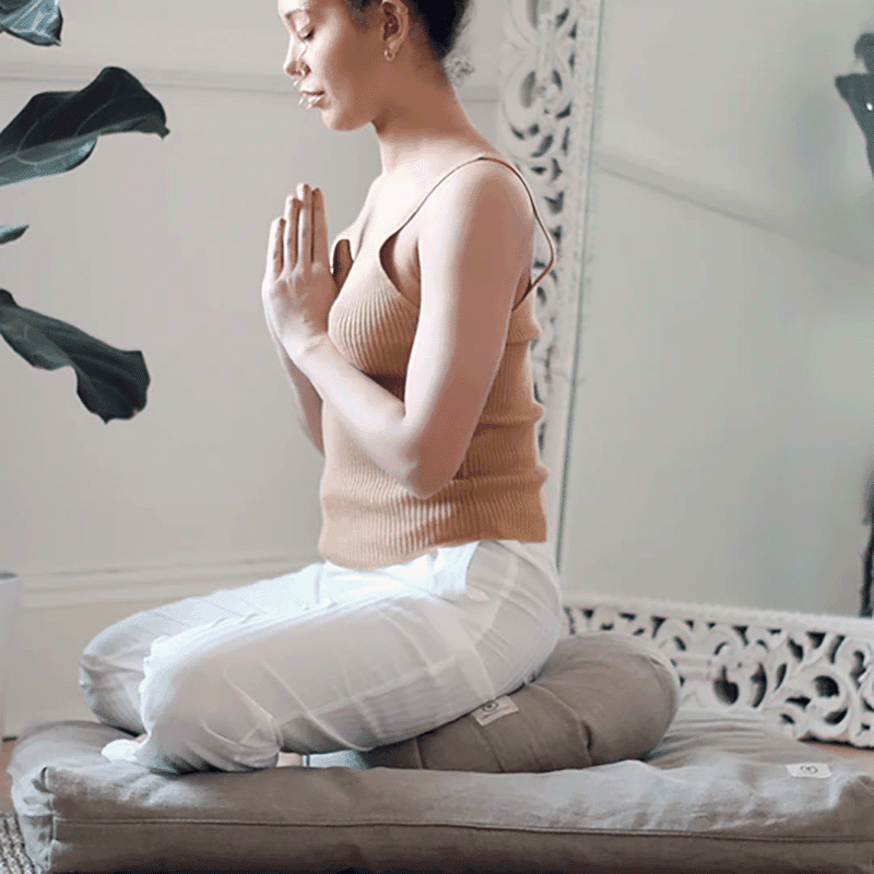 Hemp Buckwheat Zafu Meditation Cushion, Natural