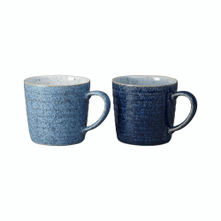 Image showing the Studio Blue Set of 2 ridged mugs, 400ml, Blue product.