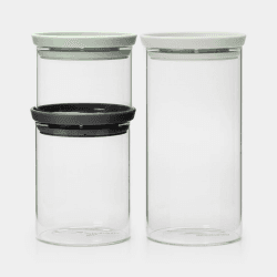 Image showing the Stackable Glass Jar Set of 3, Mixed product.