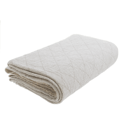 Image showing the Stripe Cotton Quilted Throw, 285 x 320cm, Black and Natural product.