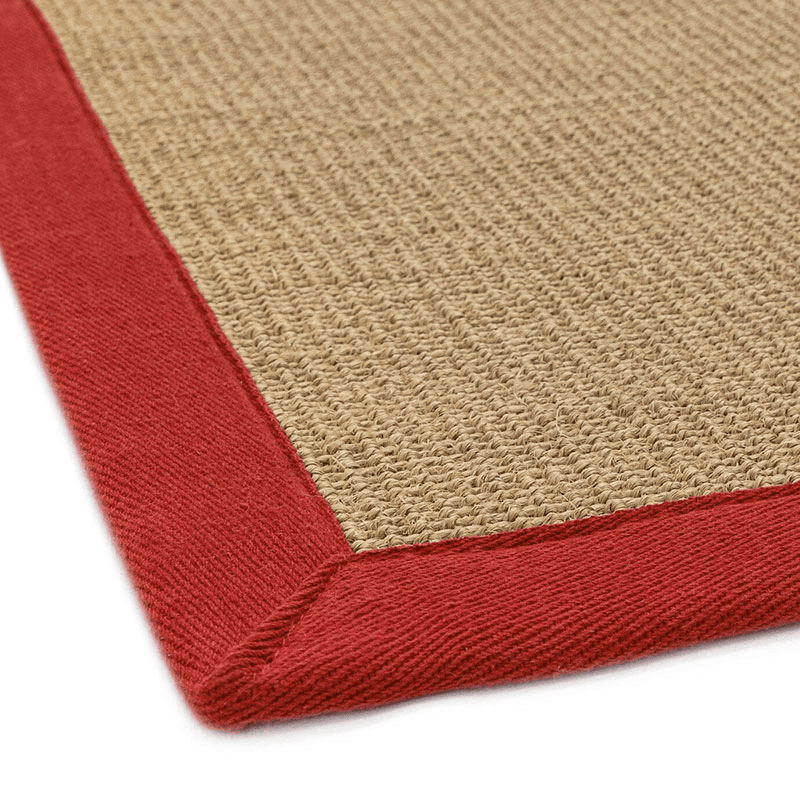 Sisal linen border runner, 160 x 230cm, red