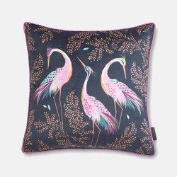 Image showing the Dancing Cranes Cushion, 50 x 50cm, Midnight product.
