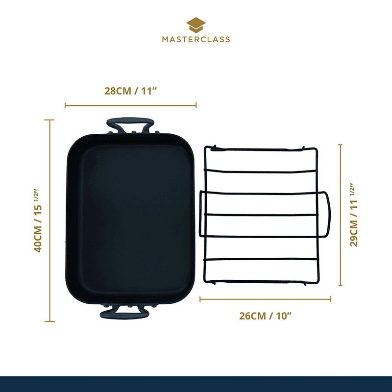 Non-stick roasting tin with rack, 40 x 28cm, Premium