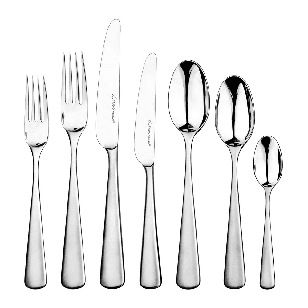 Mahogany 7 piece place setting, satin finish stainless steel