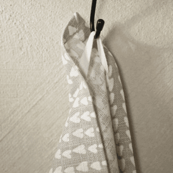 Image showing the Ditsy Set of 2 Heart Tea Towels, W50cm x L70cm, White/Grey product.