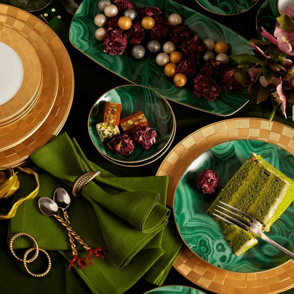 Malachite Dessert Plates, Set of 4