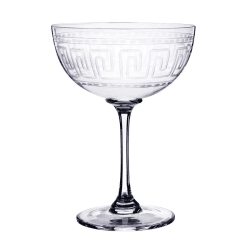 Image showing the Greek Key Set of 2 Crystal Champagne Saucers, 150ml, Clear product.