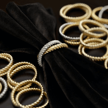 Image showing the Deco Twist Napkin Rings, Mixed Gold & Platinum, Set of 4 product.