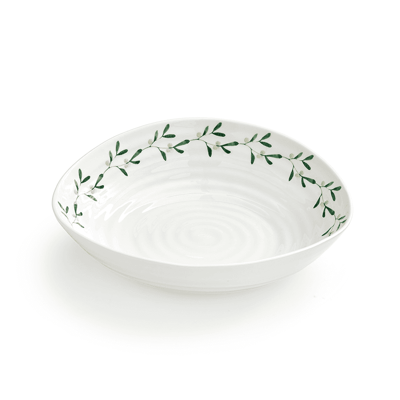 Mistletoe Set of 4 Pasta Bowls, D23.5cm, White/Green