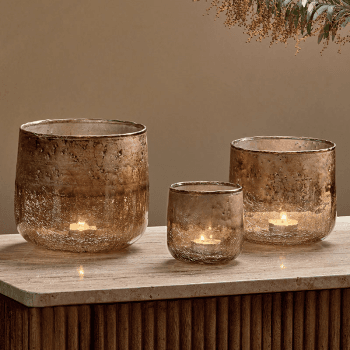 Image showing the Konara Tealight Holder, D13cm, Copper Smoke product.
