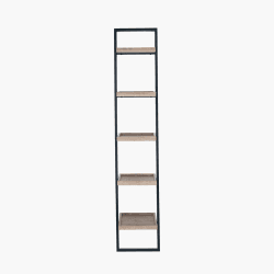 Image showing the Gallery 5 Shelf Ladder Unit, Natural Wood Veneer and Black product.