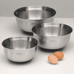 Image showing the Set of 3 mixing bowls, 1, 1.6 and 3 litre, Matt Steel product.