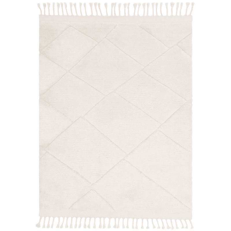 Fes Moroccan Boho Diamonds Rug, 120 x 170cm, Cream