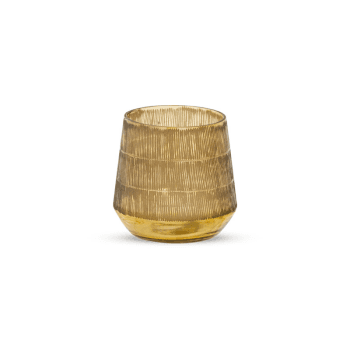 Image showing the Dera Etched Glass Tealight, H9.5cm, Antique Gold product.